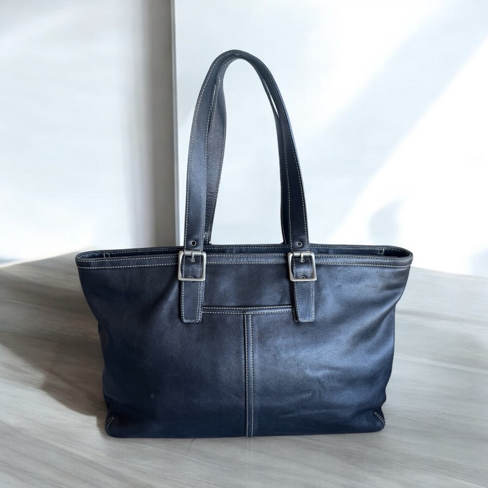 SOLD - Coach Hampton Large Leather Tote in Black